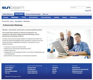 Screenshot Website von sunbeam